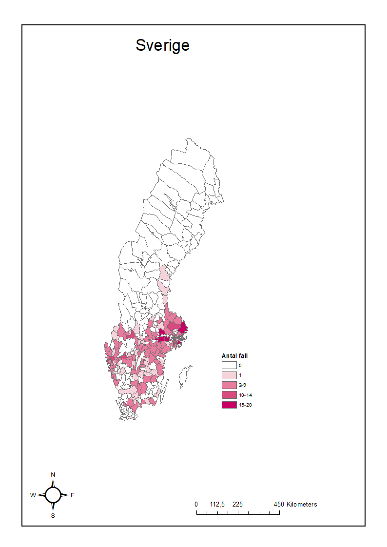 Fall har smittats i m&aring;nga av kommunerna i G&ouml;taland och Svealand.