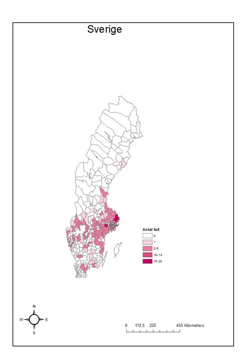 Fall har smittats i m&aring;nga av kommunerna i G&ouml;taland och Svealand. 