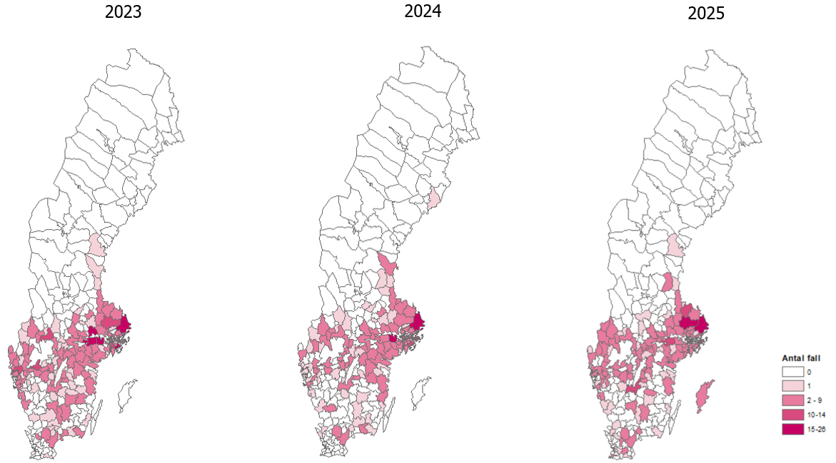 TBE förekommer i ett allt större geografiskt område som numera omfattar stora delar av Götaland och Svealand.
