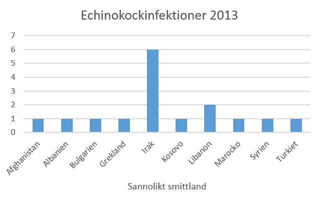 Irak hade flest fall av Echinokockinfektioner under 2013.