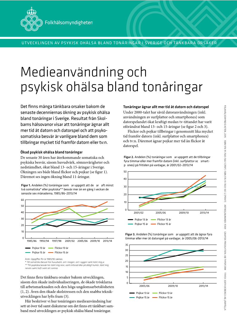Medieanvändning och psykisk ohälsa bland tonåringar