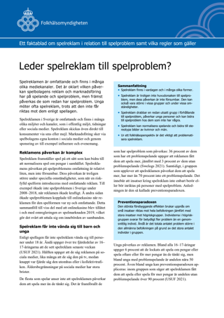 Leder spelreklam till spelproblem?