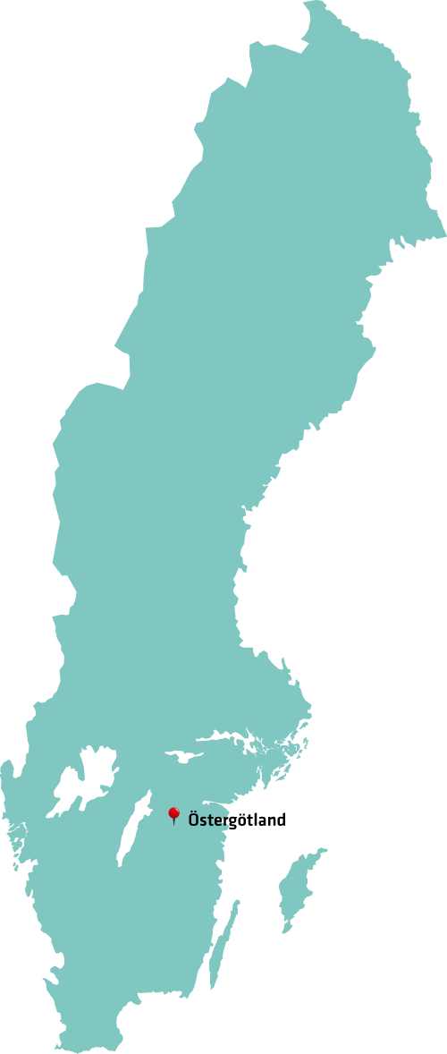 Karta där Östergötland är utmärkt