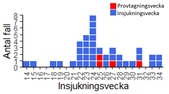 Vecka 23 och 24 toppade antal insjukna.