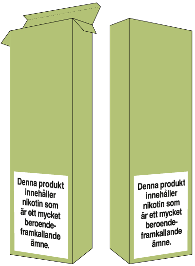 Health warnings placed on the lower part of the front and back of the package and parallel to the edge of the package