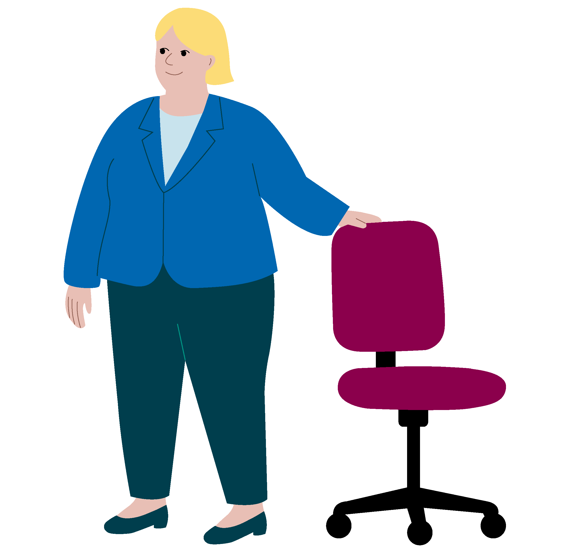 Stå vid skrivbordet.