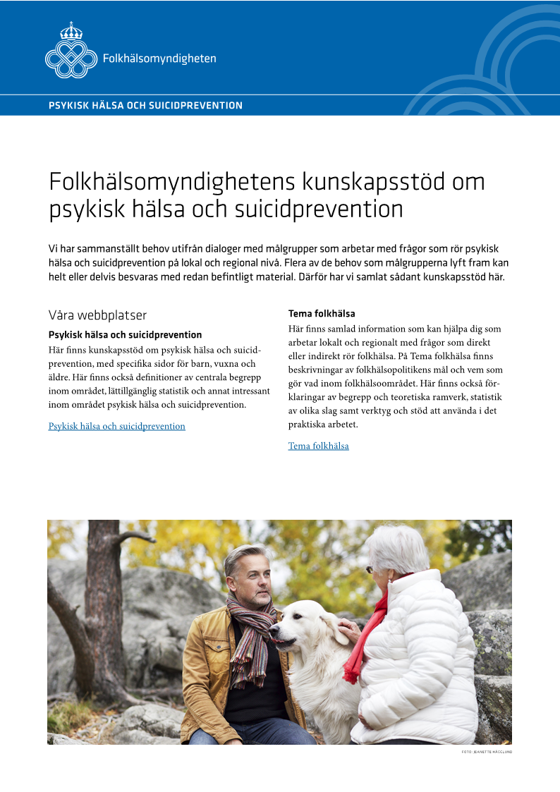 Folkhälsomyndighetens kunskapsstöd om psykisk hälsa och suicidprevention