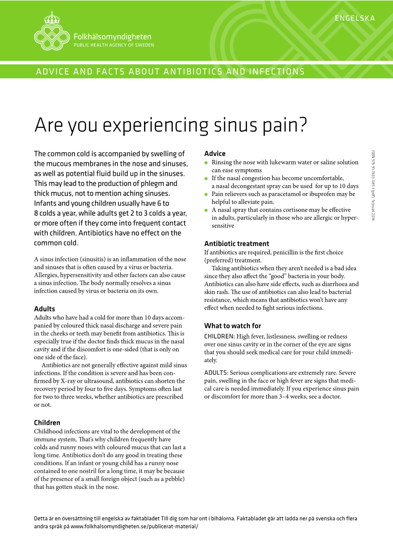 Advice and facts about antibiotics and infections – Are you experiencing sinus pain?
