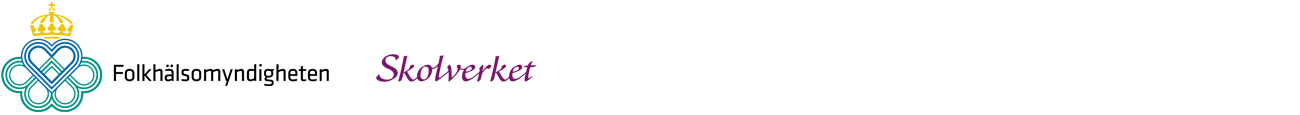 Logotyp för Folkhälsomyndigheten och Skolverket.