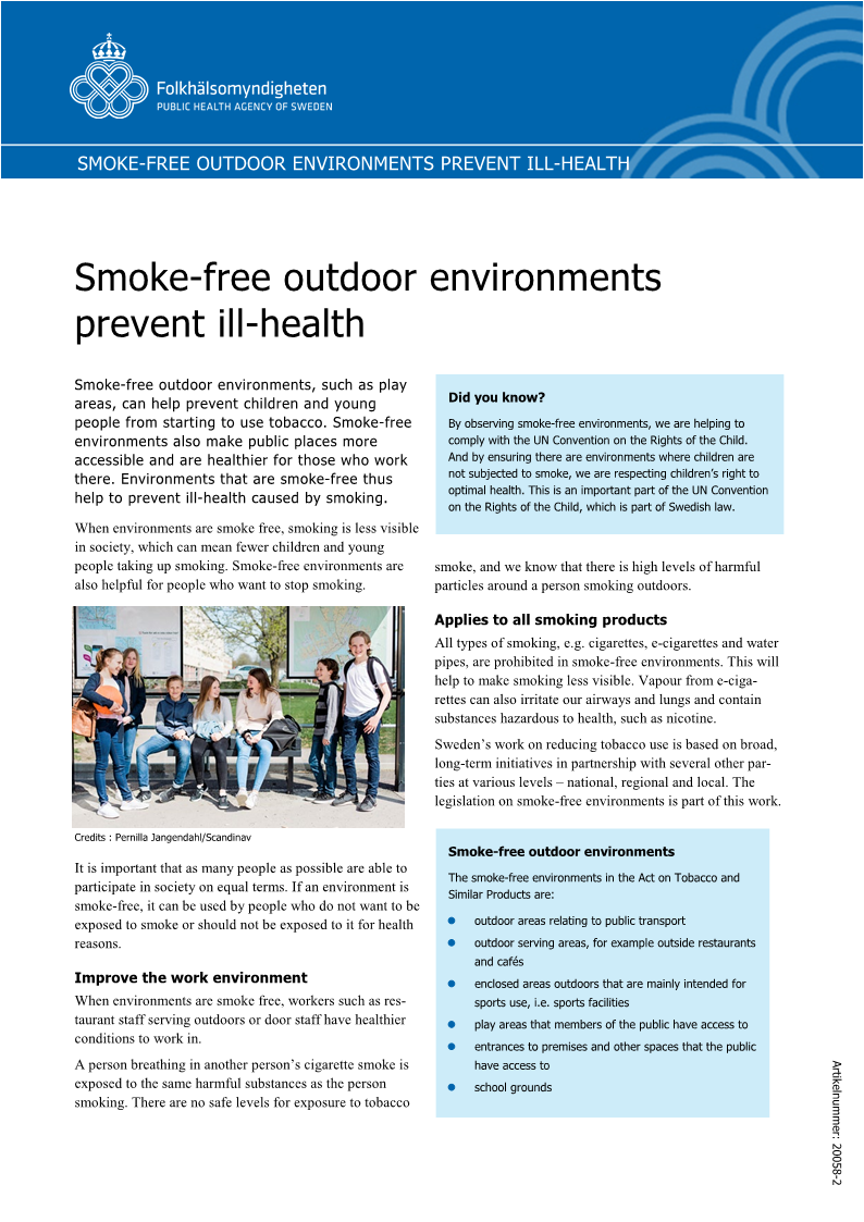 Smoke-free outdoor environments prevent ill-health
