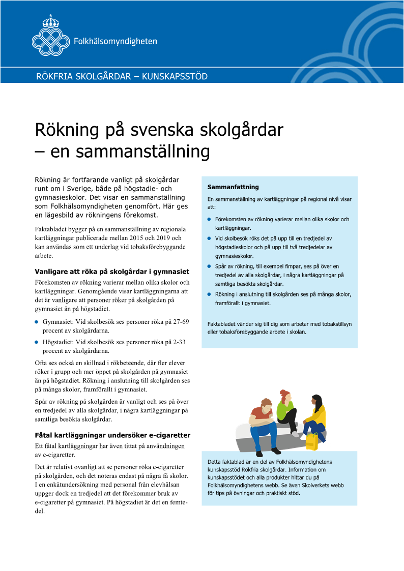 Rökning på svenska skolgårdar – en sammanställning