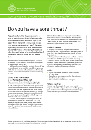 Advice and facts about antibiotics and infections – Do you have a sore throat?
