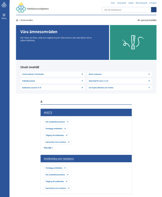 Ny struktur på webbplatsen.