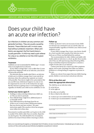 Advice and facts about antibiotics and infections – Does your child have an acute ear infection?