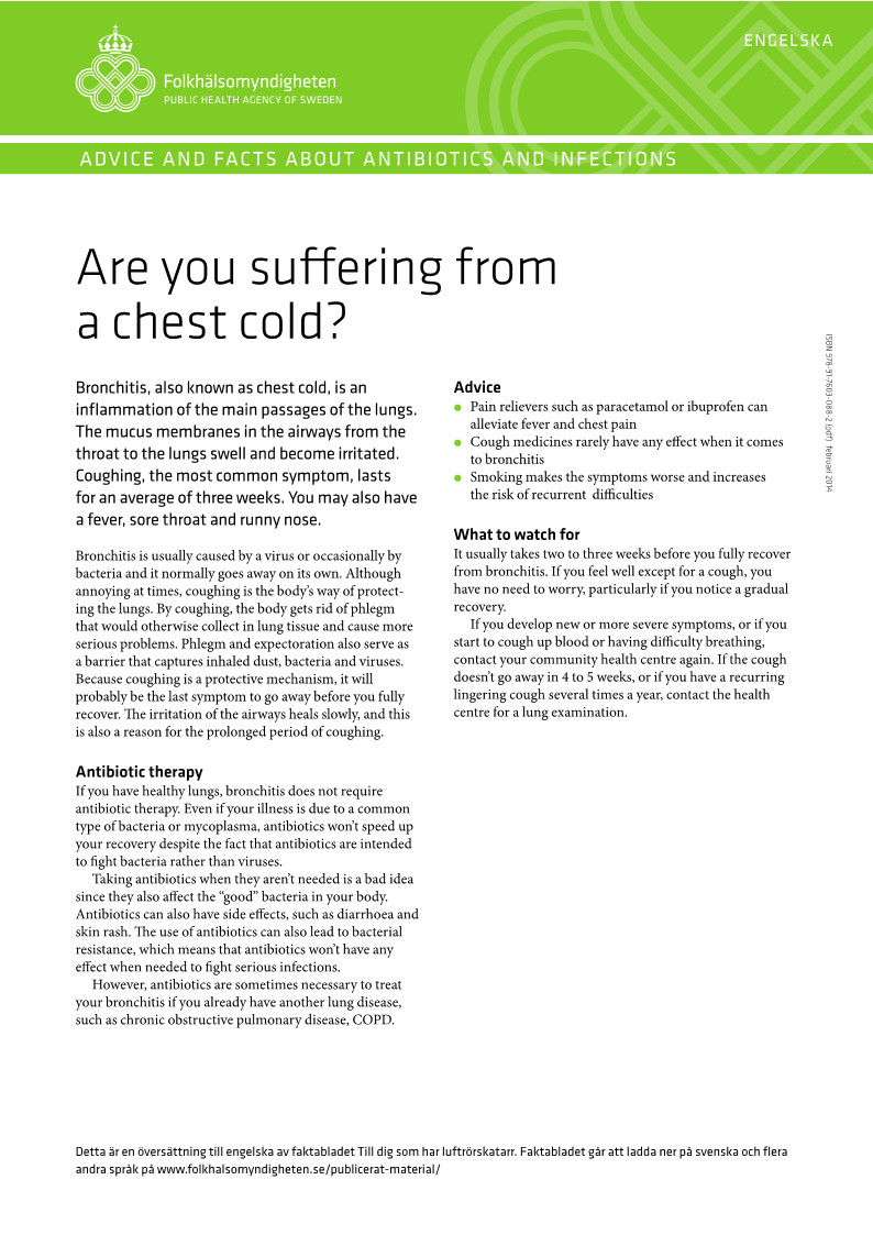 Advice and facts about antibiotics and infections – Are you suffering from a chest cold?