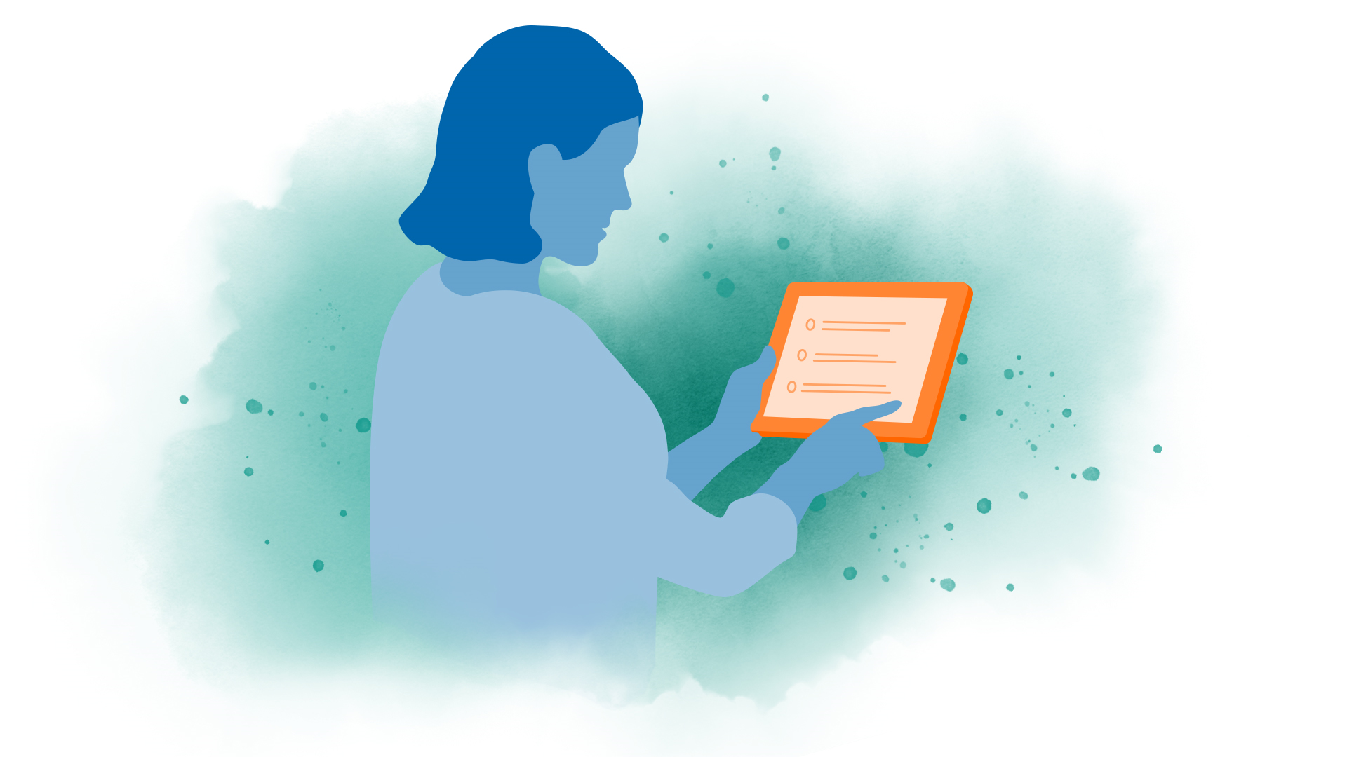 En bild p&aring; en person som h&aring;ller i en surfplatta. 