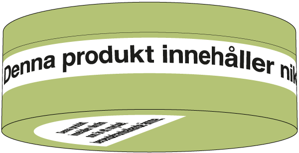 Hälsovarningar återfinns på förpackningens banderoll och på botten till förpackningen.