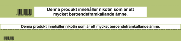 Hälsovarningen återfinns antingen över eller under den streckade linjen som visar vart locket öppnas.