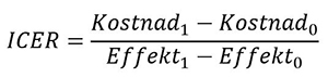 Skillnaden i kostnad för två behandlingar relativt skillnaden i effekt.