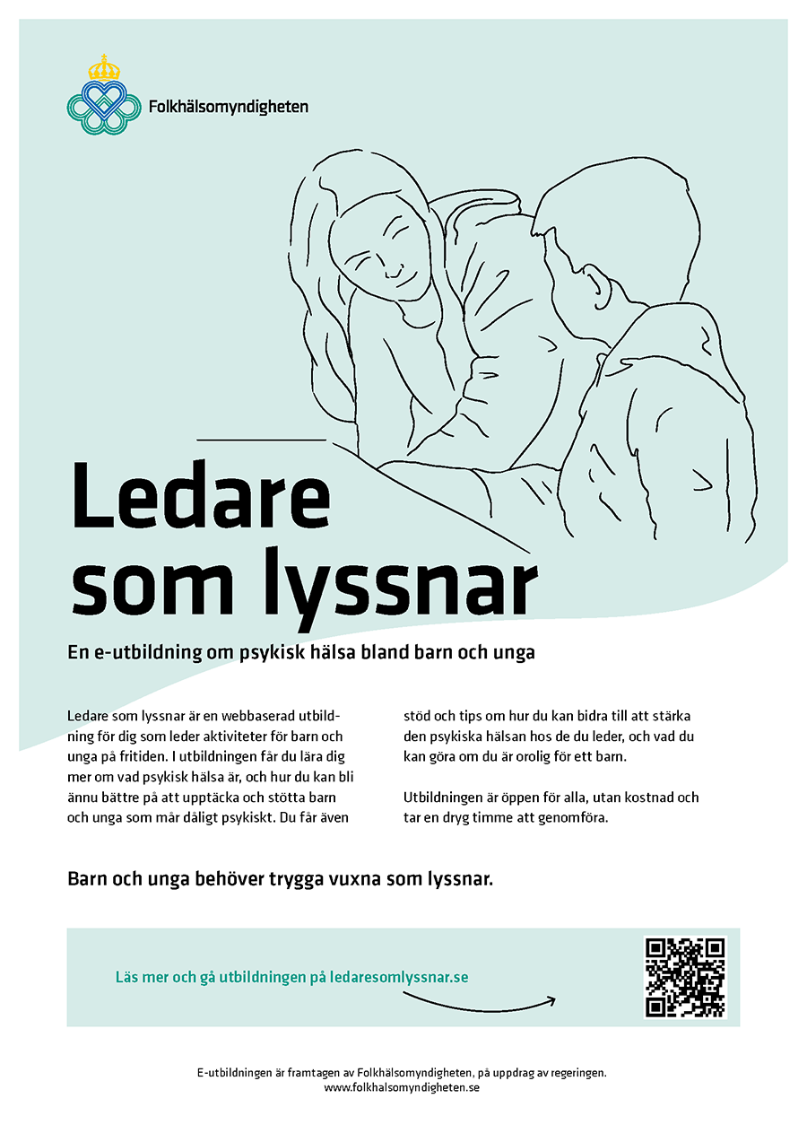 En affisch i A4 format med information om utbildningen Ledare som lyssnar